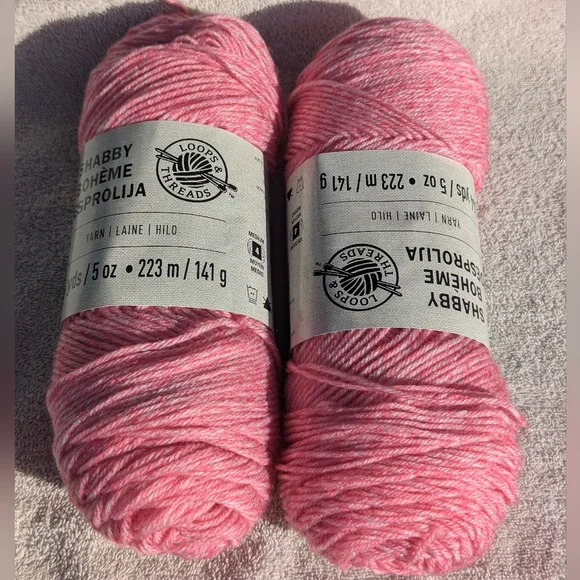 Loops & Threads Shabby Baby Pink Yarn, 2 Skiens Same Dye Lot, New - Picture 1 of 8